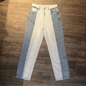 PACSUN 27 HIGH RISE STRAIGHT PANEL TWO TONE JEANS
